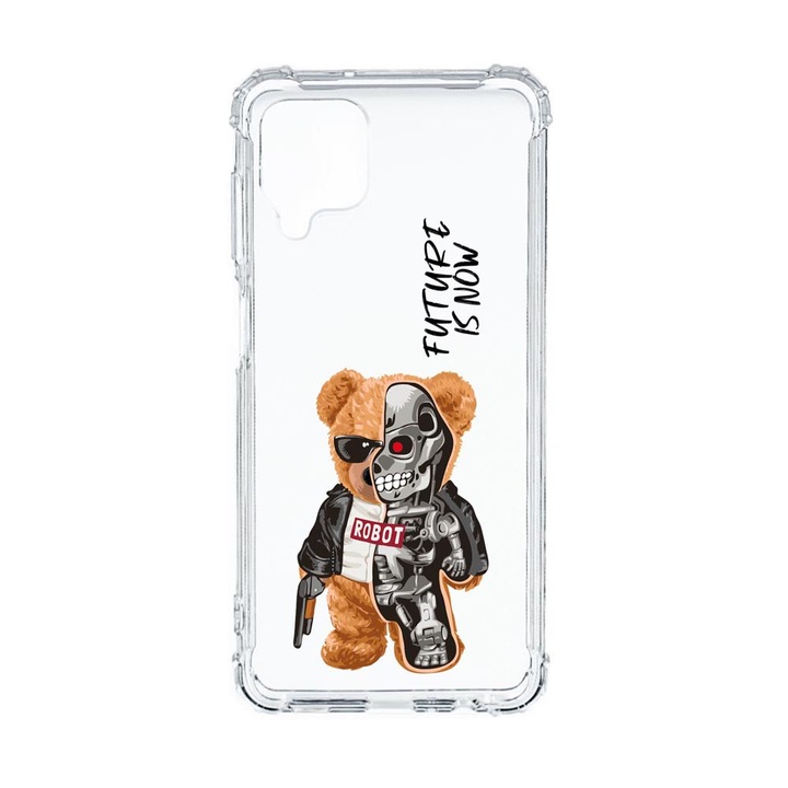 Husa Silicon Anti Shock, Compatibila Cu Samsung Galaxy M12 / Galaxy F12, Half Robot Half Teddy Bear, Rezistenta la socuri, Military Grade Drop Protection, AS 931