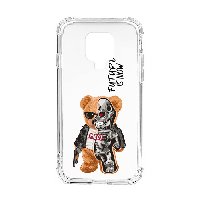 Силиконов калъф Unique за Xiaomi Redmi Note 9S, Half Robot Half Teddy Bear, Anti Shock, AS 931