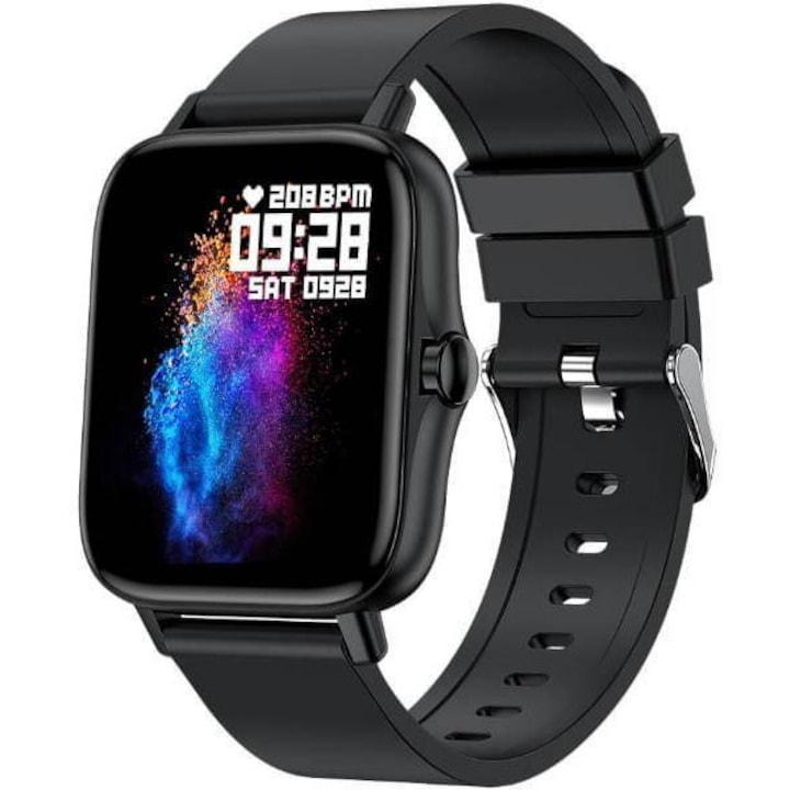 Smartwatch unisex, Garett, Street Style, Curea cauciuc, Compatibil Android/iOS, Monitorizare activitate fizica, 1.28", Auriu