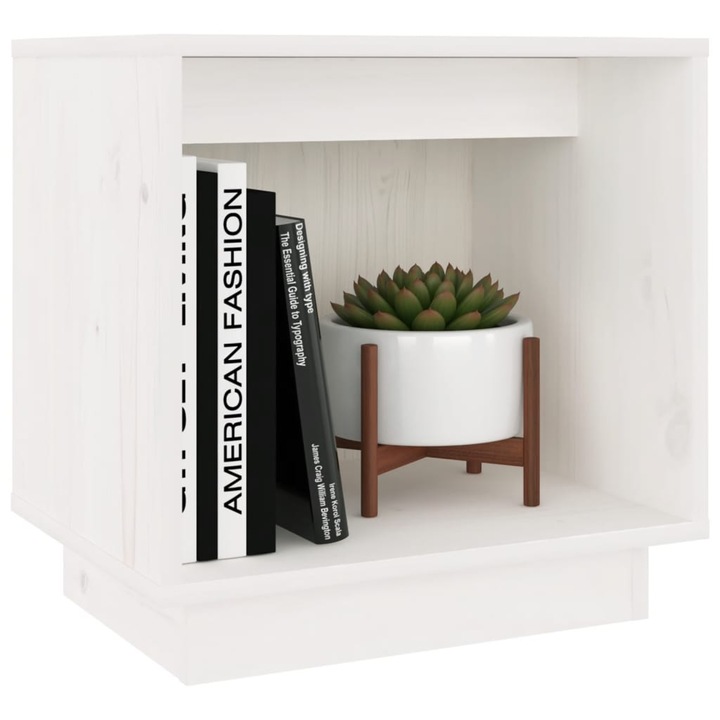 Set noptiere vidaXL, alb, 2 buc., 40x30x40 cm, lemn masiv de pin, 5.7 kg