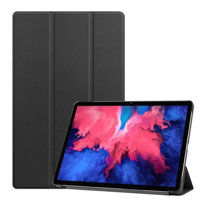 Tablet tok, kompatibilis, Lenovo Tab P11 Plus (TB-J616F) / Tab P11 5G (TB-J607Z) / Tab P11 (TB-J606F) Gigapack tok álló, bőr hatású (aktív flip, oldalra nyíló, trifold, asztali tartó) fekete, gigapack csomagolás