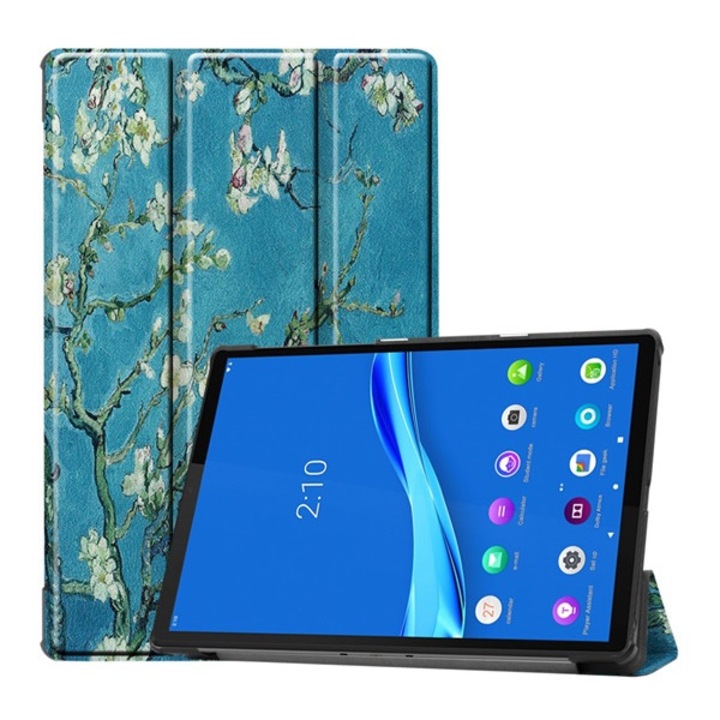 Gigapack tabletvédő álló, bőr hatású, flip, oldalra nyíló, trifold, asztali tartó, virág, világoskék, kompatibilis: Lenovo Tab M10 FHD Plus, TB-X606X, / Tab M10 Plus, TB-X606F