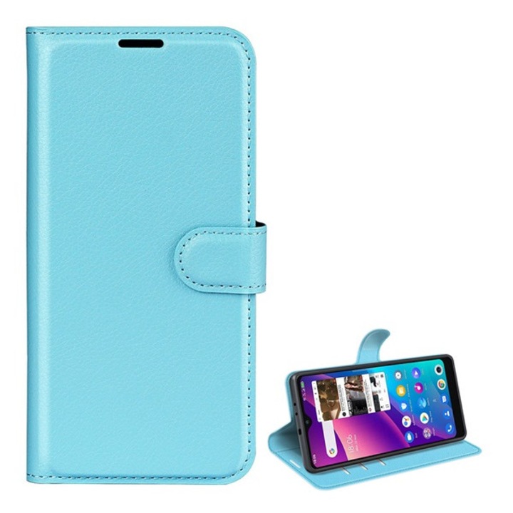 TCL 306 Cruz Lite / 306 Gigapack tok álló, bőr hatású (flip, oldalra nyíló, asztali tartó funkció, prémium) világoskék, gigapack csomagolás