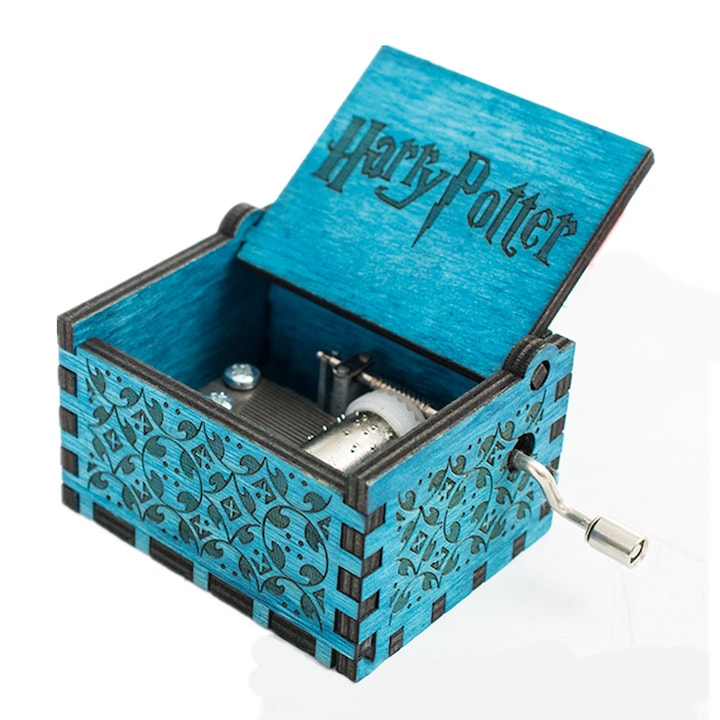 Ronyes Harry Potter Zenés doboz, fa, kék