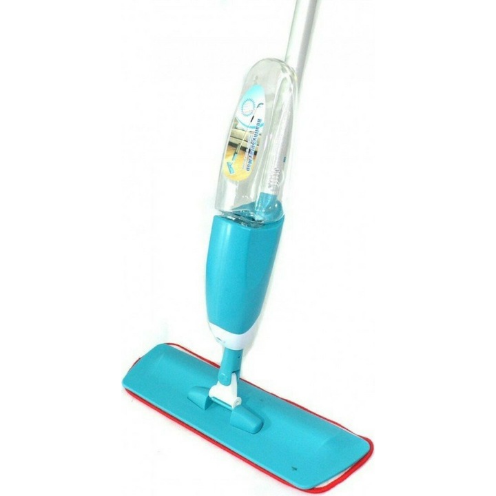 Mop rotativ, Cu spray, Microfibra, Alb, Albastru