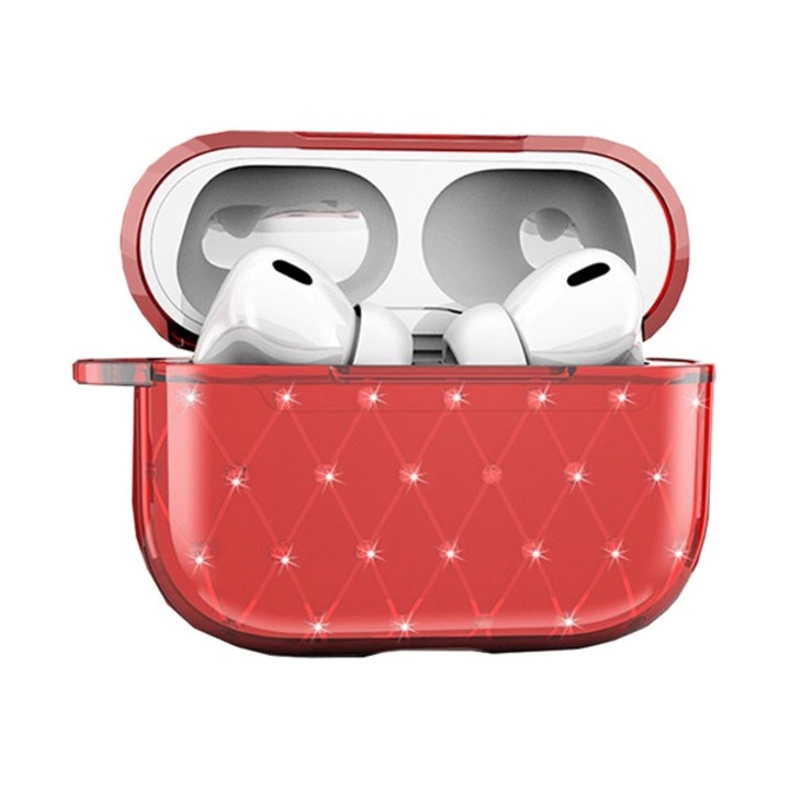 Gigapack szilikon tok (ultravékony, strasszkő) piros apple airpods pro, gyártói csomagolás