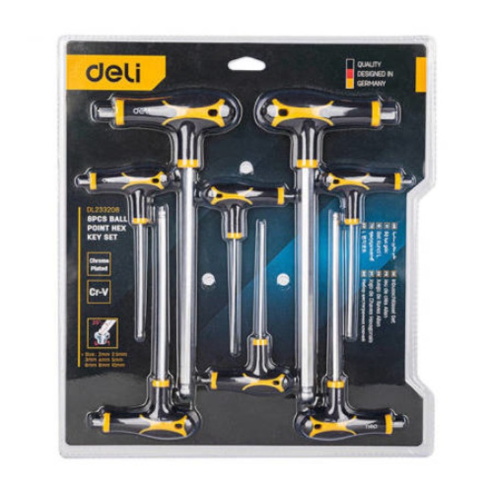 Set chei imbus tip T, 8 piese