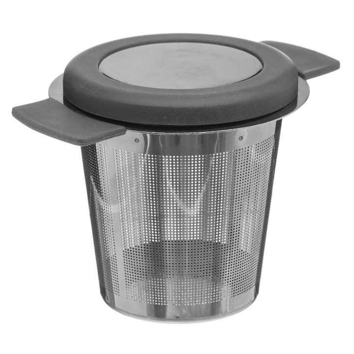 Fierbator De Ceai, Oem, Infuzor Cu Capac, Pereti Din Otel Inoxidabil, Sigur Pentru Masina De Spalat Vase, Gri