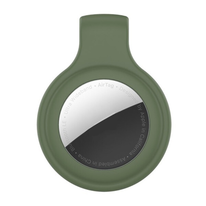 Gigapack szilikon mobiltelefon tok, övre csiptethető, sötétzöld apple airtag, kompatibilis: Apple iPhone 13 / iPhone 13 mini / iPhone 13 Pro