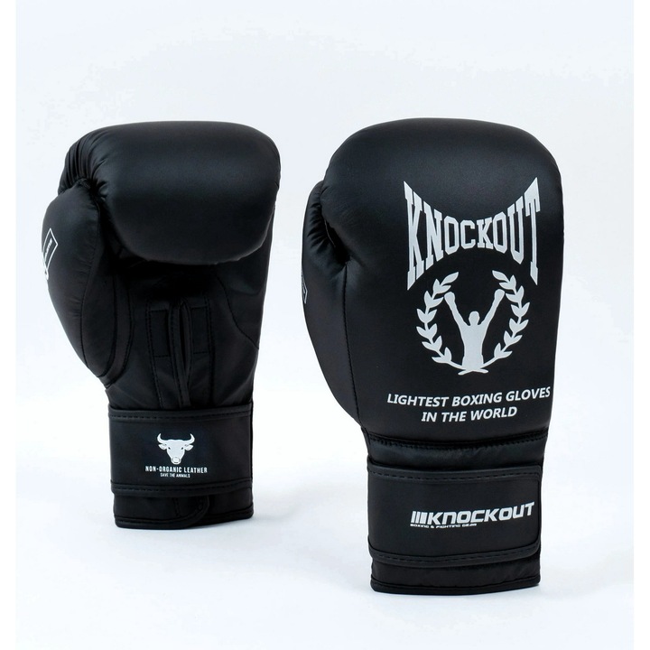 Manusi Box Knockout Ultra Usoare, Negru, S/M
