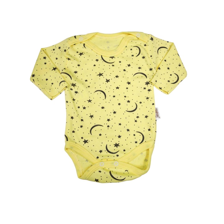 Body Bebelusi Maneca Lunga "Little Star" Galben 100% Bumbac, Galben