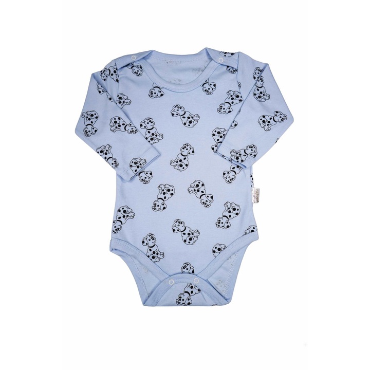 Body Maneca Lunga Bebelusi "Puppy" 100% Bumbac, Albastru deschis