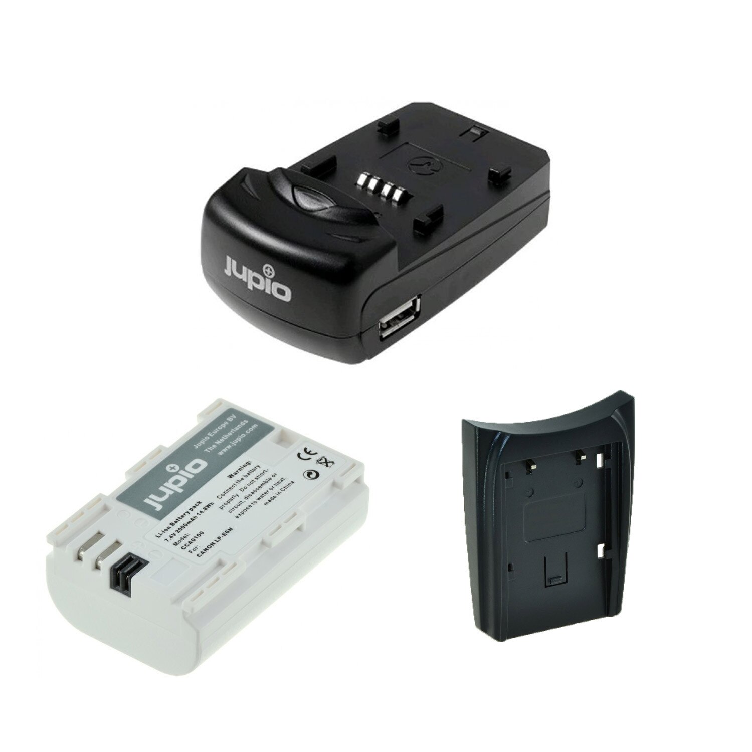 Kit Jupio, 2 Acumulatori LP-E6N Ultra, 2000 mAh, si Incarcator cu doua Baze si Port USB, Negru, pentru EOS 5D MARK II, EOS 5D MARK III, EOS 5D MARK IV, EOS 6D, EOS 6D MAEK II, EOS 60D, EOS 7D, EOS 7D MARK II, EOS 70D, EOS 80D, EOS R