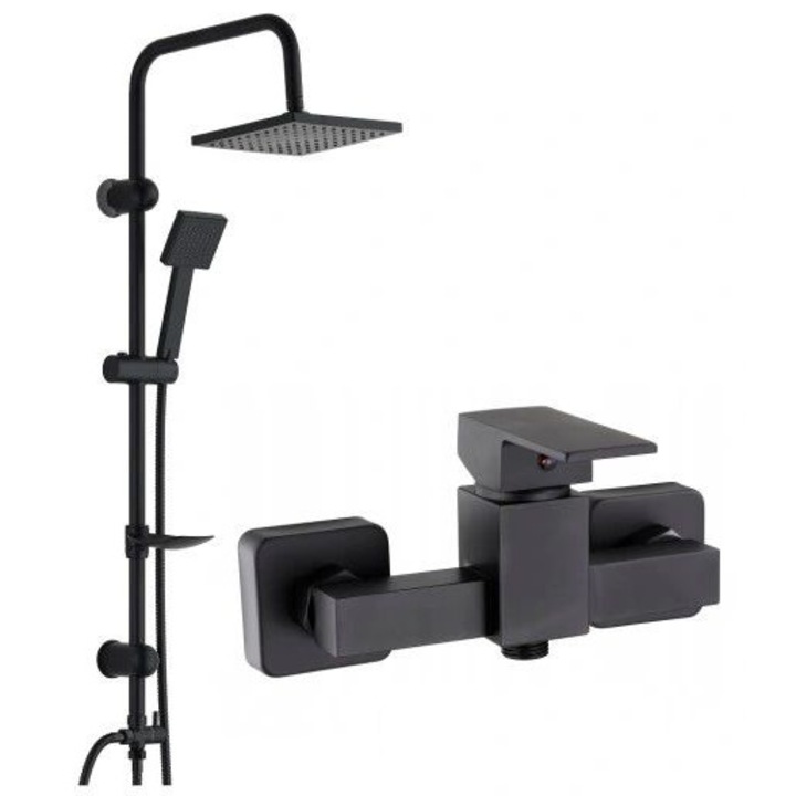 Set de dus Silla Elite eS-3006B baterie cada / dus, cu suport culisant, dus fix si para dus mobila, Negru mat