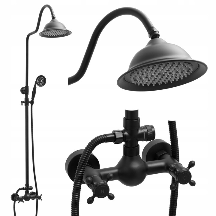 Set de dus Silla Elite S-3011 Retro, cu suport culisant, dus fix si para dus mobila, Crom