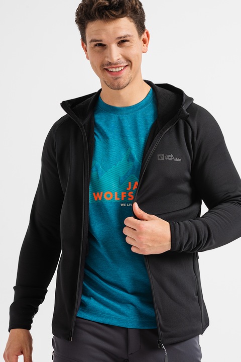 Jack Wolfskin, Hanorac cu fermoar, pentru drumetii Baiselberg, Negru