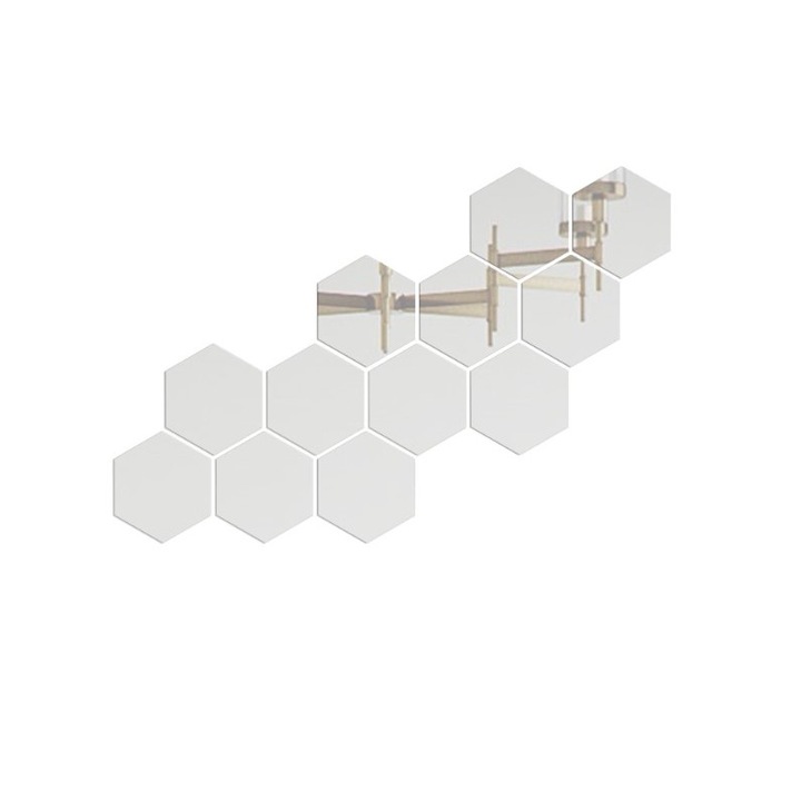 Комплект DMS от 10 самозалепващи се стикера, тип 3D декоративно огледало, 13CM, сребрист