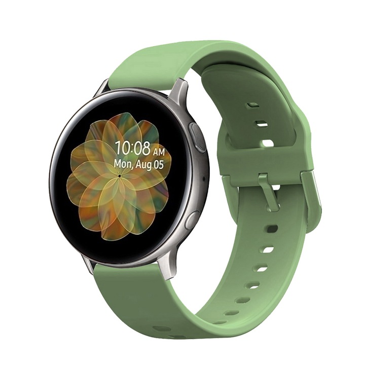 OEM Szilikon gyorskioldó szíj, sima, 20 mm, kompatibilis a Samsung Galaxy Watch Active/Active 2, 40/44 mm, Amazfit bip gts 2 mini lite Huawei készülékekkel, zöld