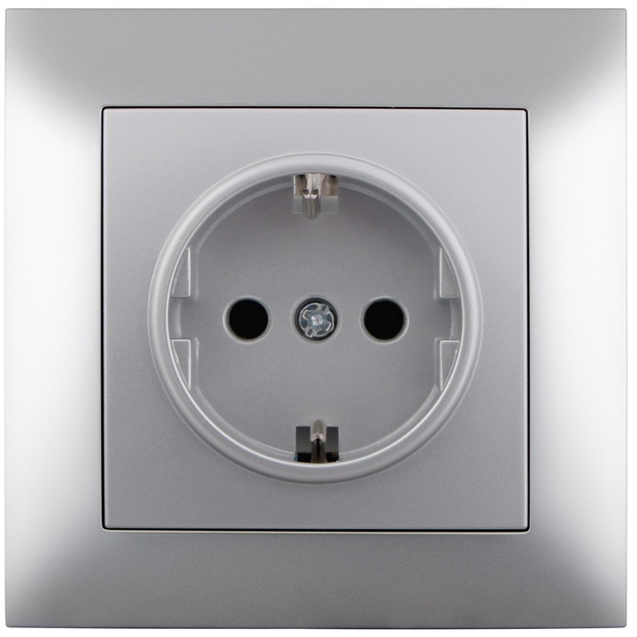 Entac Arnold контакт за заземяване, 250V 16A IP20, сребрист