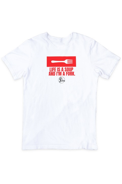 Tricou unisex, Life Is A Soup, Alb