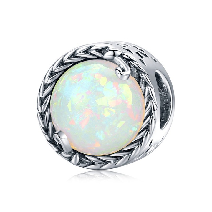 Charm karkötő, Supertina, ezüst/opál, ezüst