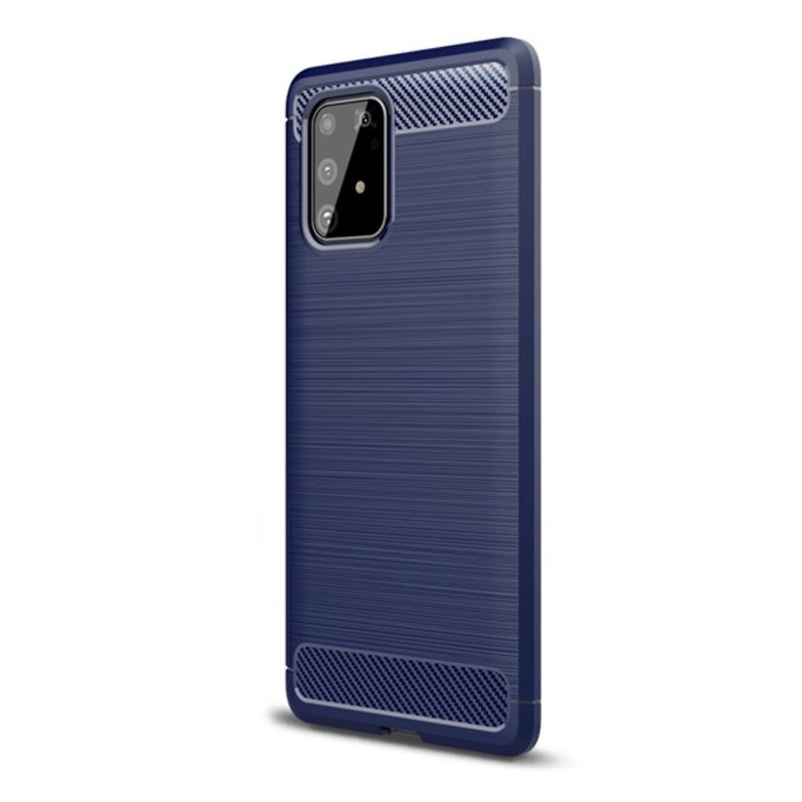Gigapack szilikon mobiltelefon tok, ütésállóság, légpárnás sarok, szálcsiszolt, karbon minta, sötétkék, kompatibilis: Samsung Galaxy S10 Lite, SM-G770F