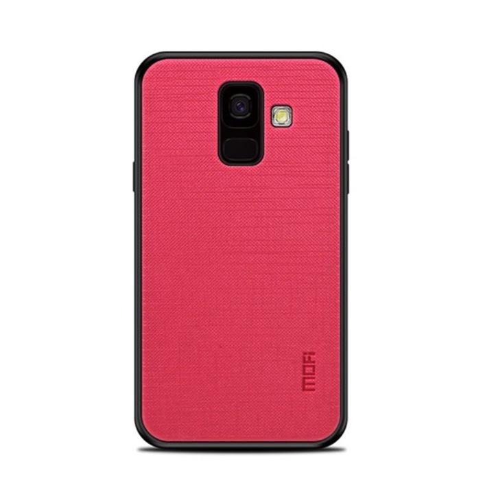 Mobiltelefon tok, kompatibilis, Samsung Galaxy A6 (2018) SM-A600F Mofi bright shield műanyag telefonvédő (szilikon keret, textil hátlap) piros, gyártói csomagolás