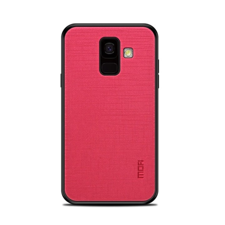 MOFI BRIGHT SHIELD műanyag telefonvédő (szilikon keret, textil hátlap) PIROS Samsung Galaxy A6 (2018) SM-A600F