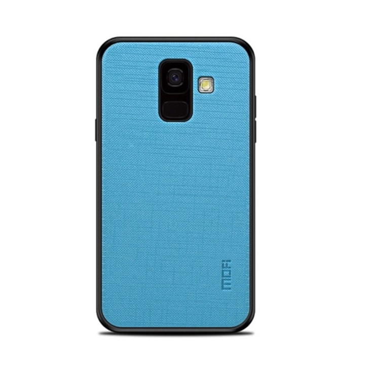 Mobiltelefon tok, kompatibilis, Samsung Galaxy A6 (2018) SM-A600F Mofi bright shield műanyag telefonvédő (szilikon keret, textil hátlap) kék, gyártói csomagolás