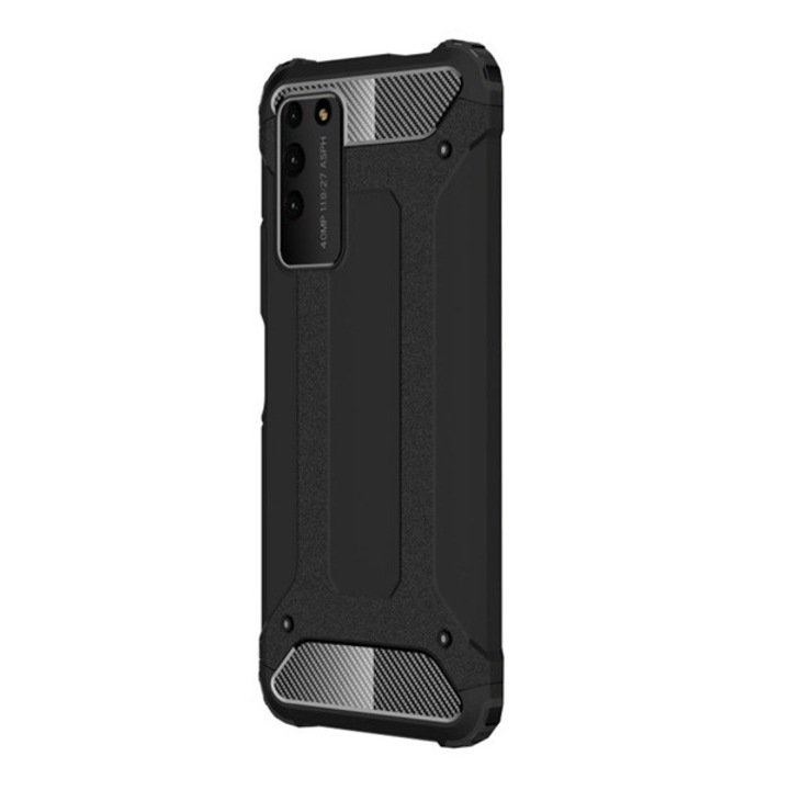 Силиконов калъф за мобилен телефон Gigapack defender, удароустойчив, ъгъл с въздушна възглавница, метален ефект, черен, съвместим: Honor X10 5G