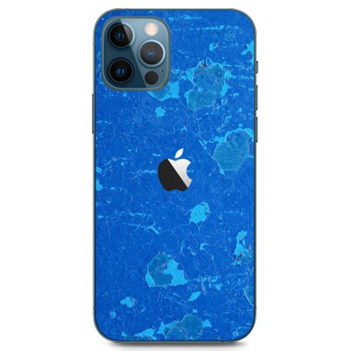 Folie Skin Spate pentru Apple Iphone 15 Pro Max, Blue Wall Design, High Grip, Protectie Completa, Aspect Unic, Full Glue, Instalare usoara