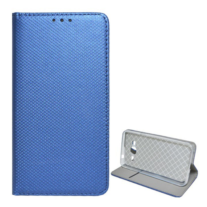 Tok álló, bőr hatású (FLIP, oldalra nyíló, asztali tartó funkció, rombusz minta) SÖTÉTKÉK [Samsung Galaxy J3 (2016) SM-J320] (5996457751051)