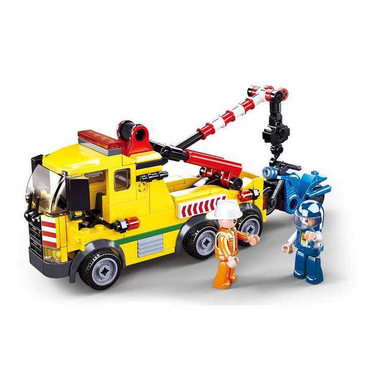 Set de Constructie, Camion de Remorcare cu Macara, 205 piese, +6 ani