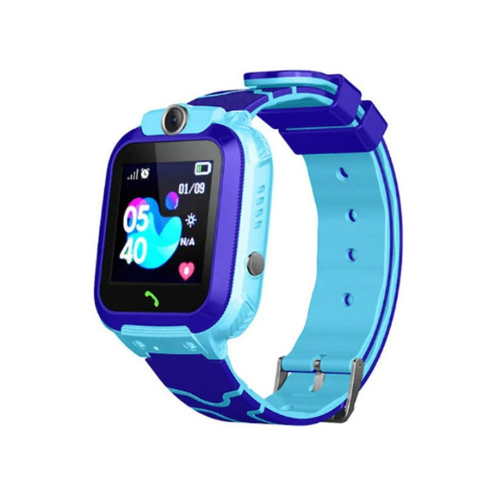 Ceas smartwatch pentru copii, Curea cauciuc, GPA, Bluetooth, Albastru