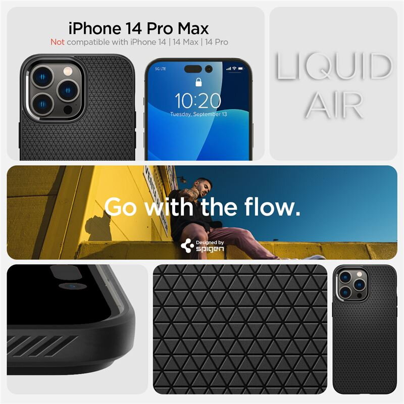 Carcasa Spigen Liquid Air compatibila cu iPhone 14 Pro Max Matte Black