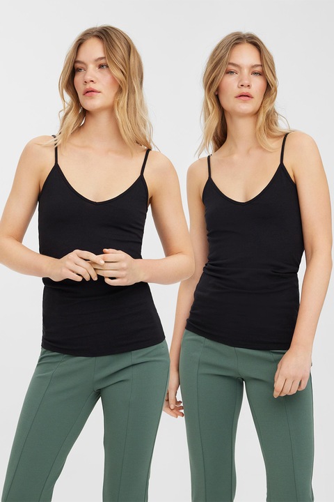 Vero Moda, Топове с тънки презрамки - 2 броя, Черен