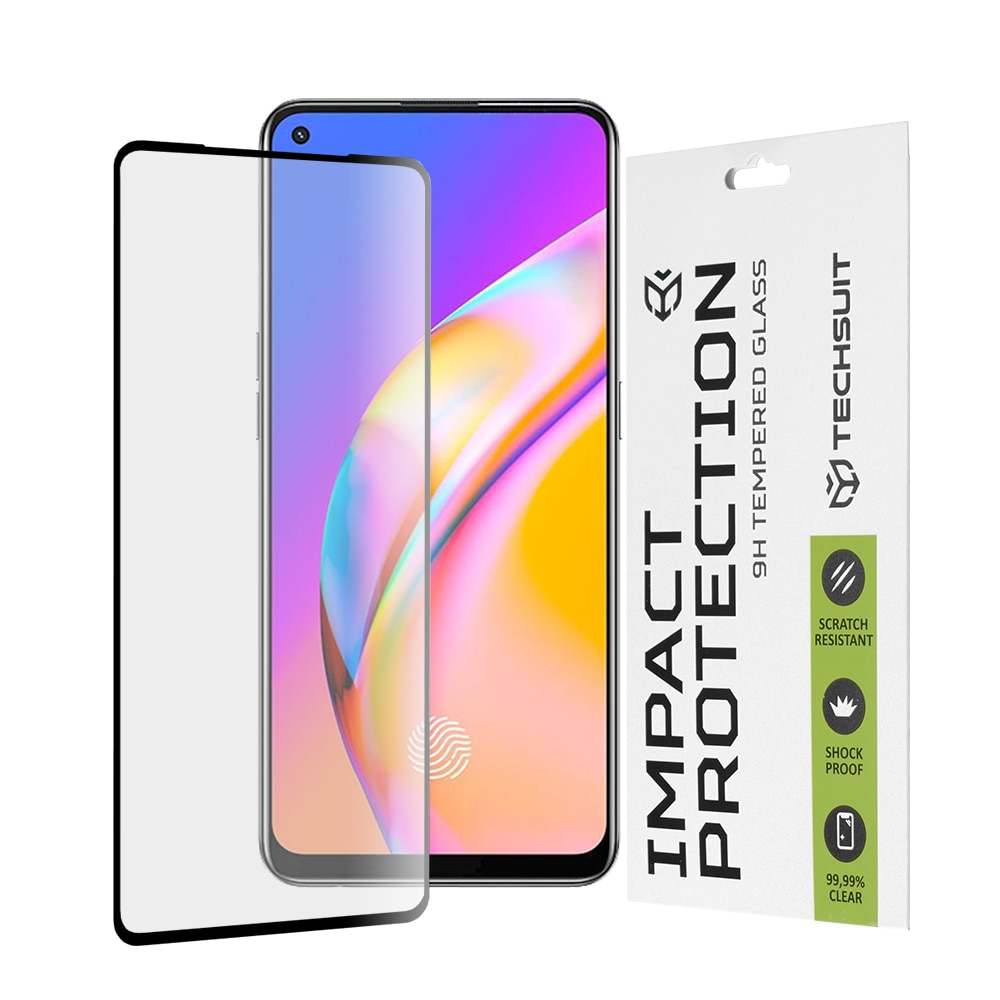 Folie pentru Oppo A74 4G/A94/A95/Find X5 Lite/Reno5 Lite/Reno5 Z/Reno7 5G/Realme 9 4G/9 Pro Plus, Techsuit 111D Full Cover, Full Glue Glass, Black