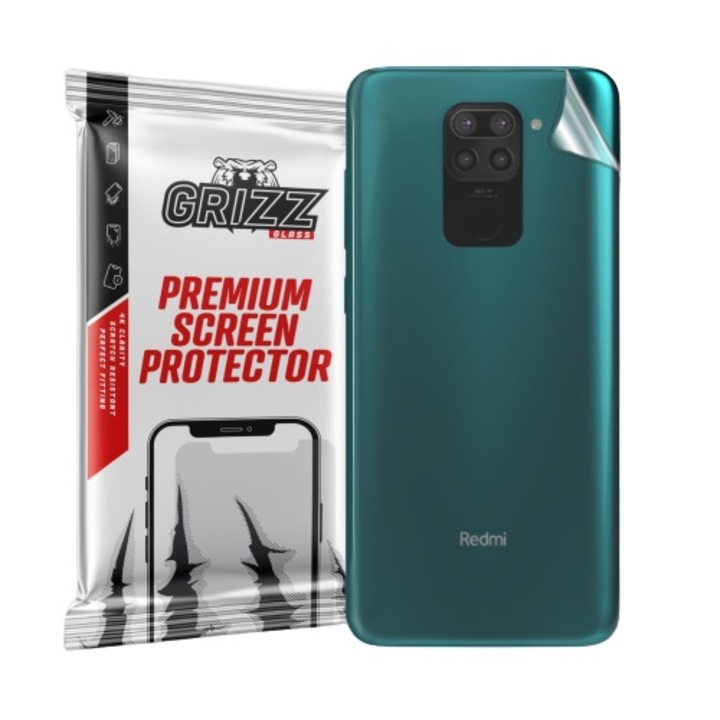 Folie protectie spate, GrizzGlass UltraSkin folie spate pentru Xiaomi Redmi Note 9, Transparent