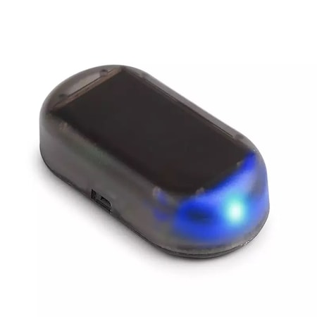 Alarma auto falsa, cu incarcare solara, Negru, LED intermitent Albastru, YULMI