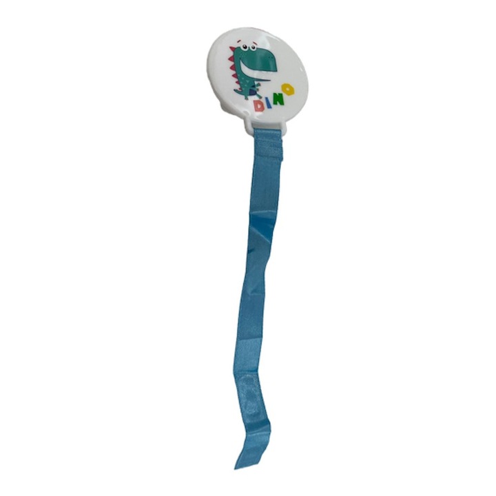 Textil lánc cumihoz, Dinoszaurusz modell, 22 cm, 0% BPA műanyag, Kék