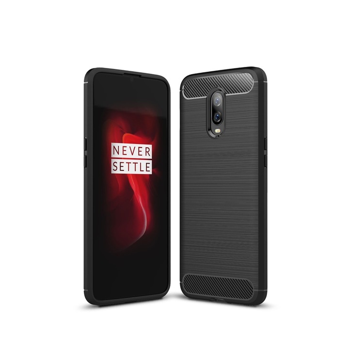 Husa pentru Oneplus 6T, Carbon Design, Silicon, Negru, MBD-BBL6459