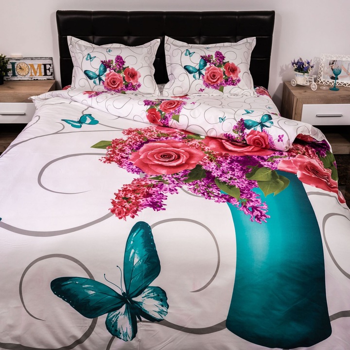 Ágyneműhuzat garnitúra, digital print 3D, liliac flowers, kétszemélyes