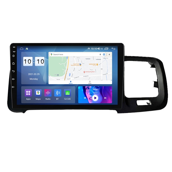 Navigációs Volvo S60 V60 2011-2020, 8 GB RAM és 128 GB ROM, 5G Sim Slot, nyolcmagos processzor, integrált Carplay, DSP digitális hangprocesszor, Android, alkalmazások, USB, Wi Fi, Bluetooth