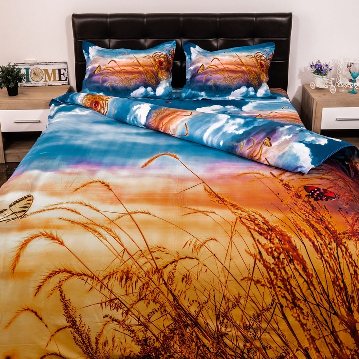 Ágyneműhuzat garnitúra, digital print 3D, wheat spice, kétszemélyes
