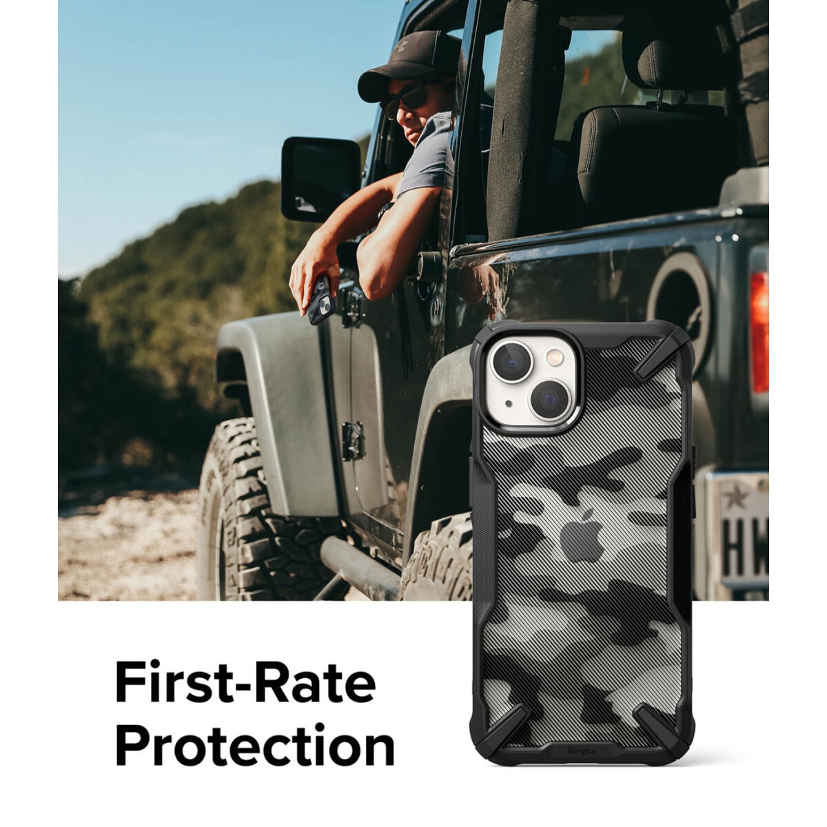 Husa pentru iPhone 14 Plus - Ringke Fusion X Design - Camo Black
