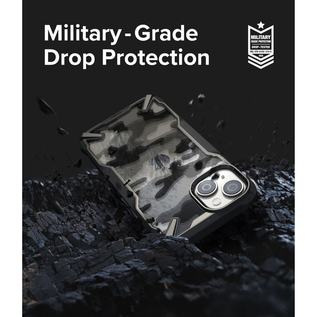 Husa pentru iPhone 14 Plus - Ringke Fusion X Design - Camo Black