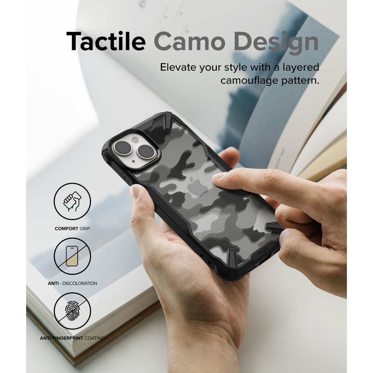 Husa pentru iPhone 14 Plus - Ringke Fusion X Design - Camo Black