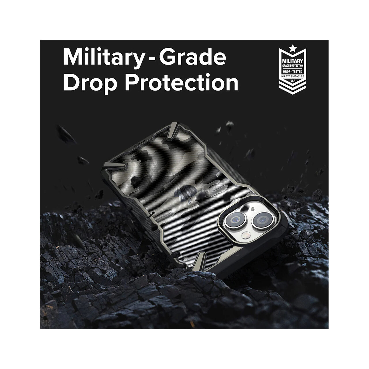 Husa pentru iPhone 14 Plus - Ringke Fusion X Design - Camo Black