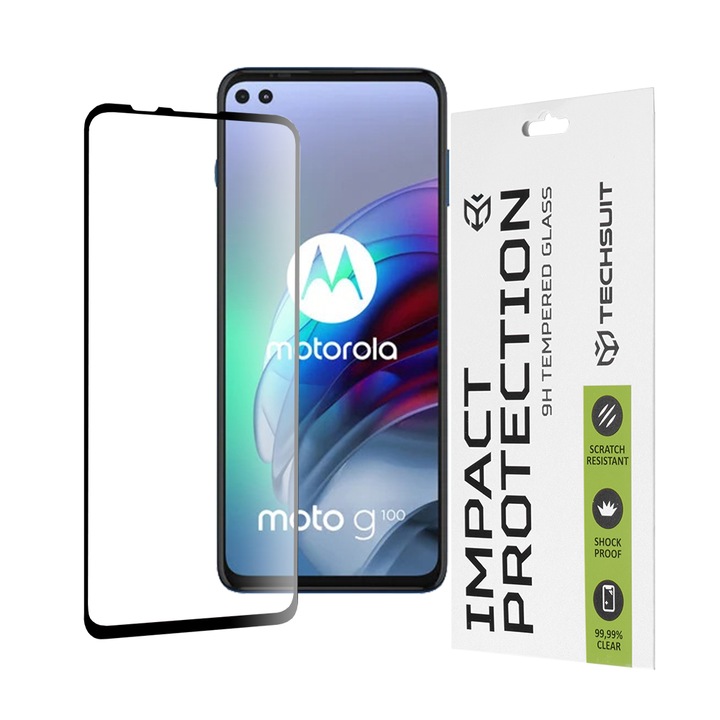 Protector de sticla pentru Motorola Moto G100 - Techsuit Full Cover / Full Glue - Negru