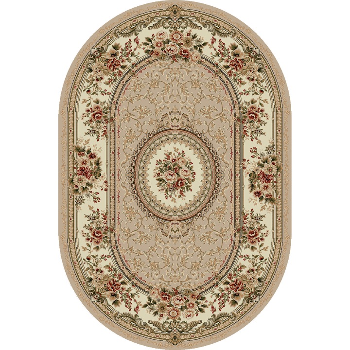 Klasszikus szőnyeg, Lotos 571-110, 100x200 cm, Bézs, Ovális